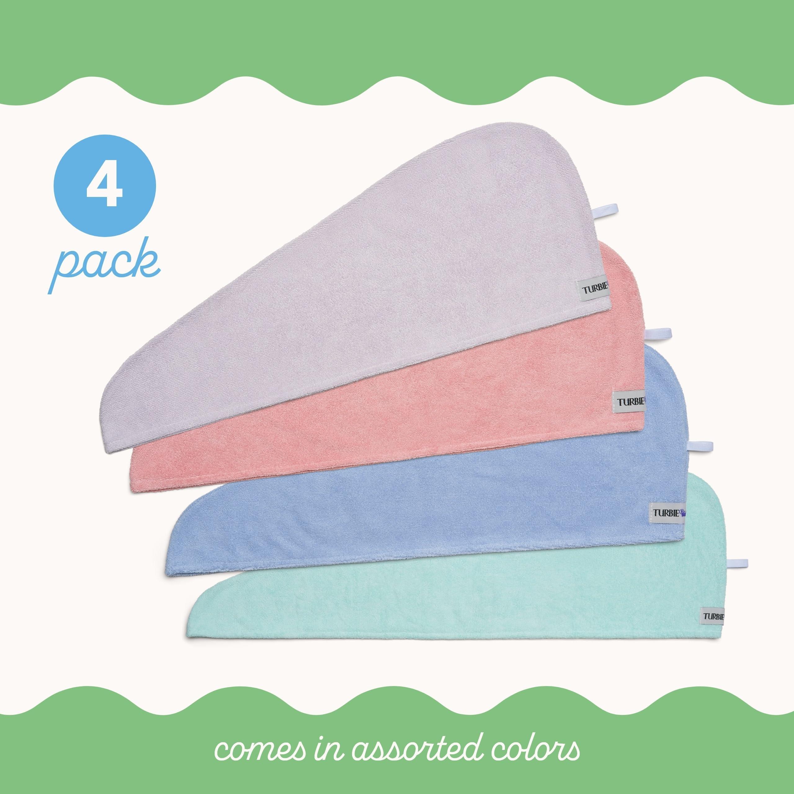 Turbie Twist Turbie Twist 4-Pack Microfiber Hair Towel for Beauty, Travel, Gifting - Hair Wrap Turban for Straight, Wavy & Curly Hair - Premium Hair Care - Pink, Purple, Blue & Aqua