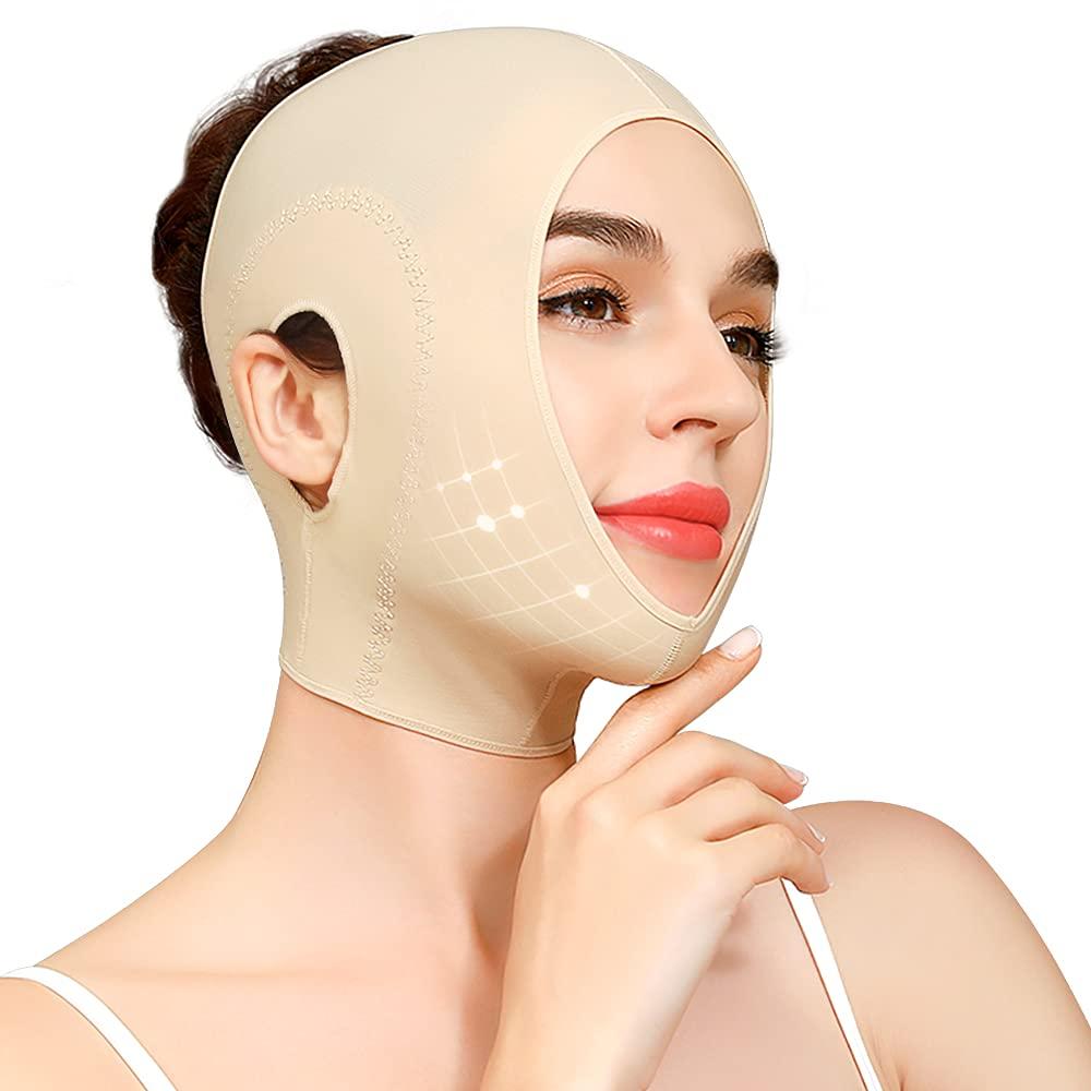 JLK-ZHOU JLK-ZHOU Reusable Chin strap, Slimming Strap Face Lift Tape, V Line Lifting Face Mask, Double Chin Reducer Face Neck Slimmer Tighten and Lift Facial Skin (L)
