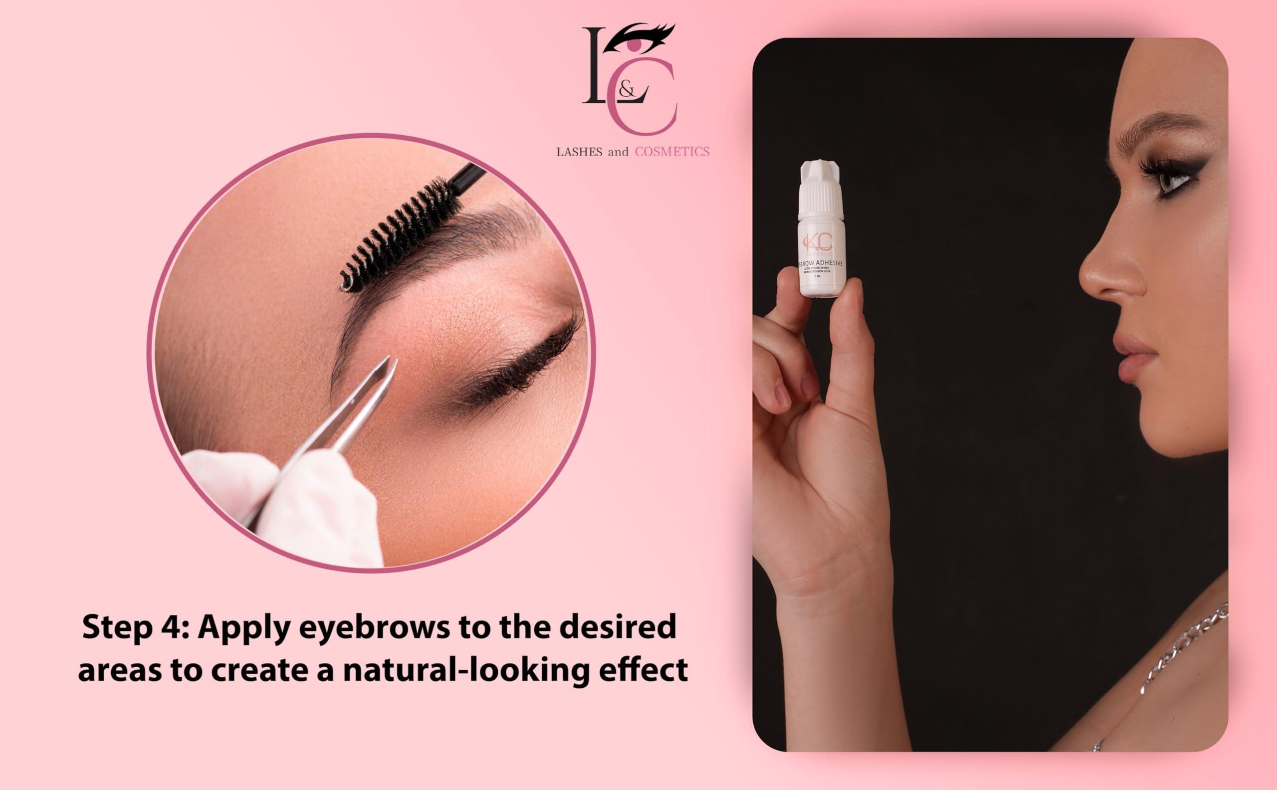 KC Republic KC Republic Eyebrow Extensions Kit with 4 Trays of Mink Eyebrows in Blonde/Light Brown, Brown, Dark Brown, Black, Comes on Mixed Length Trays 5-8 Mm Mix, Eyebrow Extension Glue & Extension Tweezers