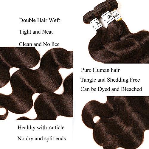 Ornate Hair Dark Brown Bundles Human Hair 3 Bundles Brazilian Body Wave Hair Extension Virgin Hair 100% Human Hair Double Weft Weave Bundles Dark Brown Color #2(14 16 18 Inch)……