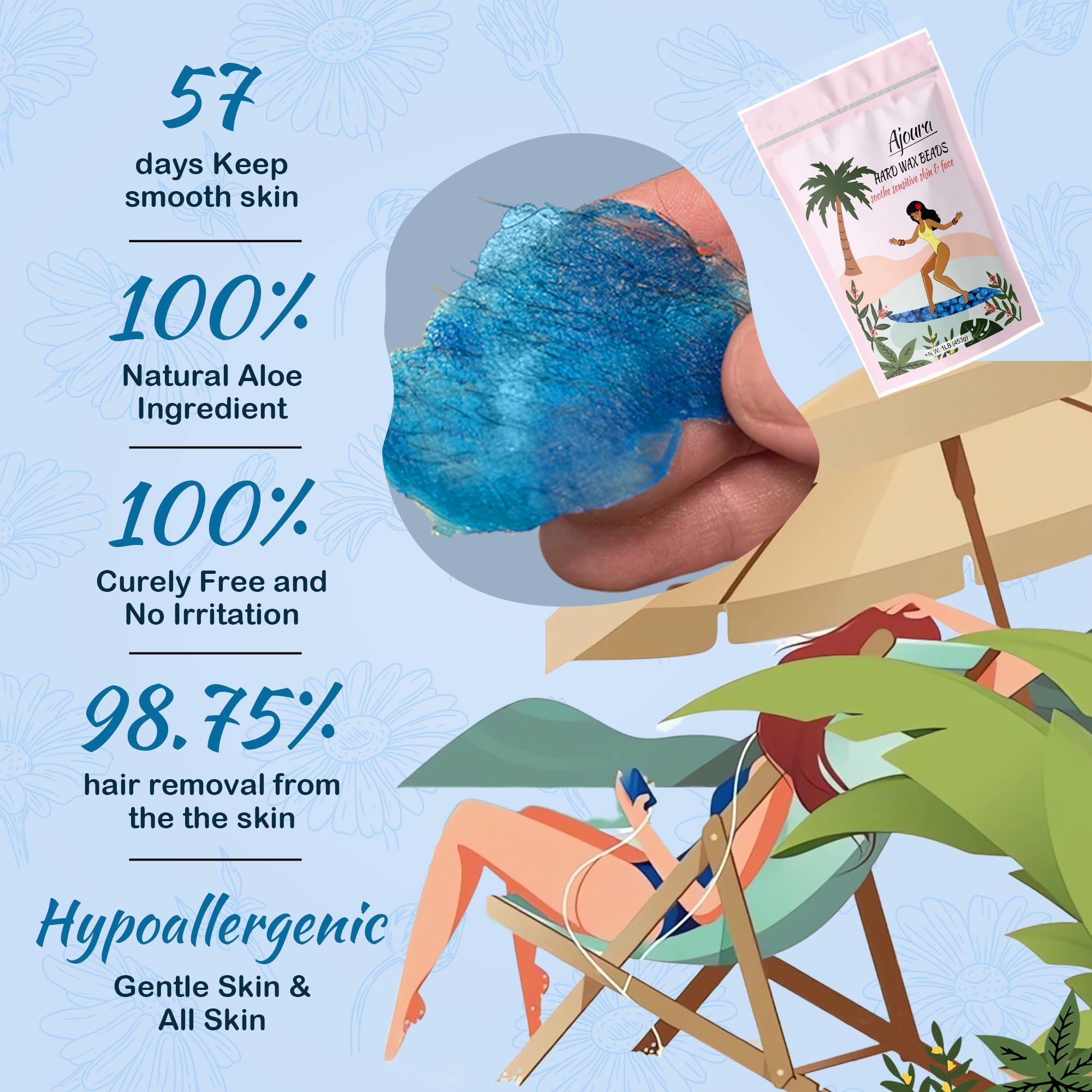 Ajoura Ajoura 2 lb Rose Hard Wax Beads + 1 lb Chamomil Hard Wax Beads for Hair Removal, All-purpose Wax Beans for Sensitive Skin, Large Area Coarse Hair Removal, Refill Bag for Brazilian Bikini, Face