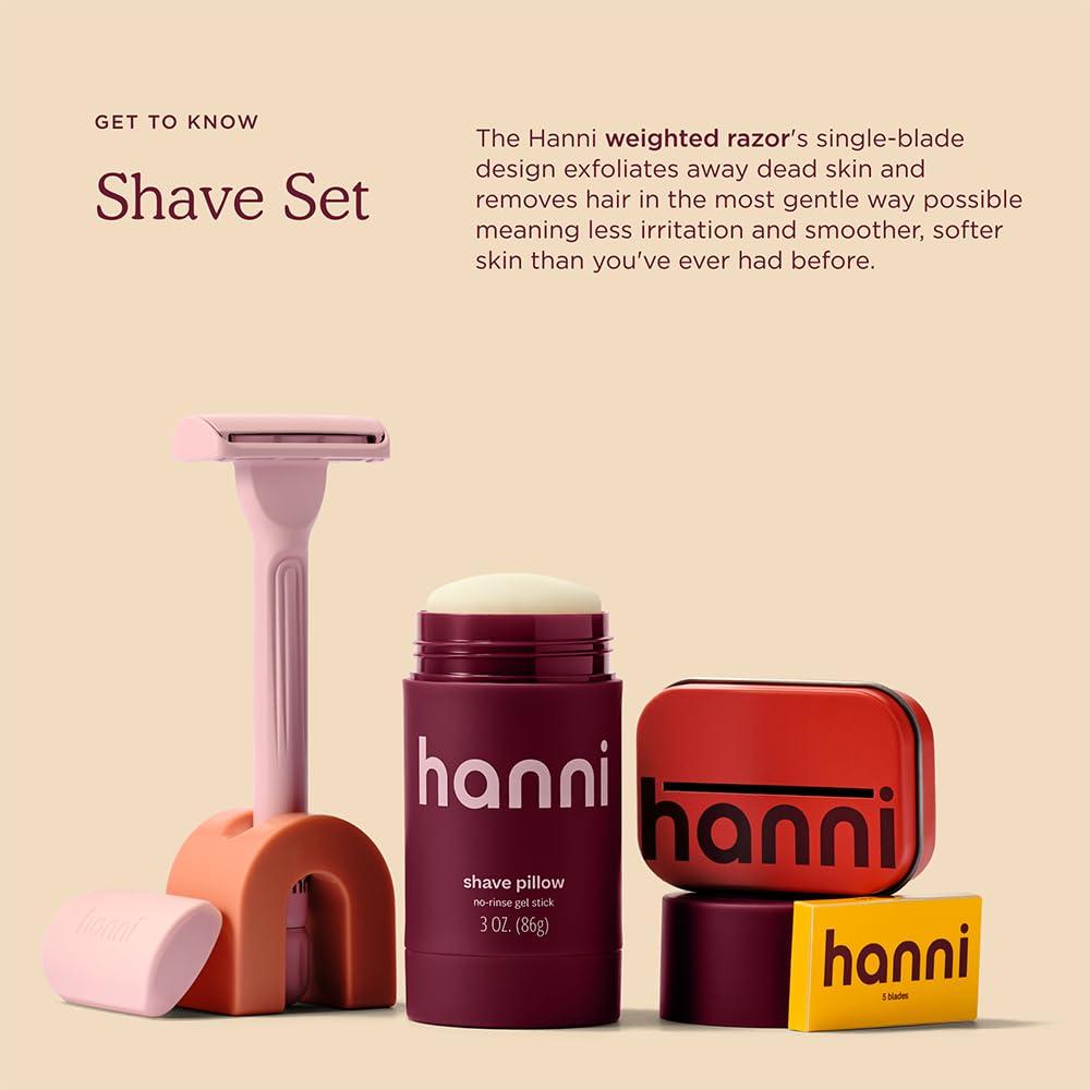 HANNI HANNI Shave Starter Set, Saftey Razor with Blades and Shaving Gel, Unisex Grooming Kit for Smooth, Soft Skin, Hair Removal Gift Set for All Skin Types, Burgundy