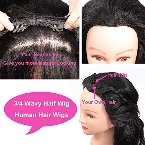 UrBeauty UrBeauty Half Wigs for Black Women Body Wave Wig Human Hair 12inch 3/4 Wig with Headband Clip in Wigs No Glue No Sewing