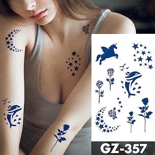 Generic Semi-Permanent Waterproof Temporary Tattoo Sticker Flowers Genipin Herbal Juice Lasting Ink Cute Finger Arm Tatoo Body Art