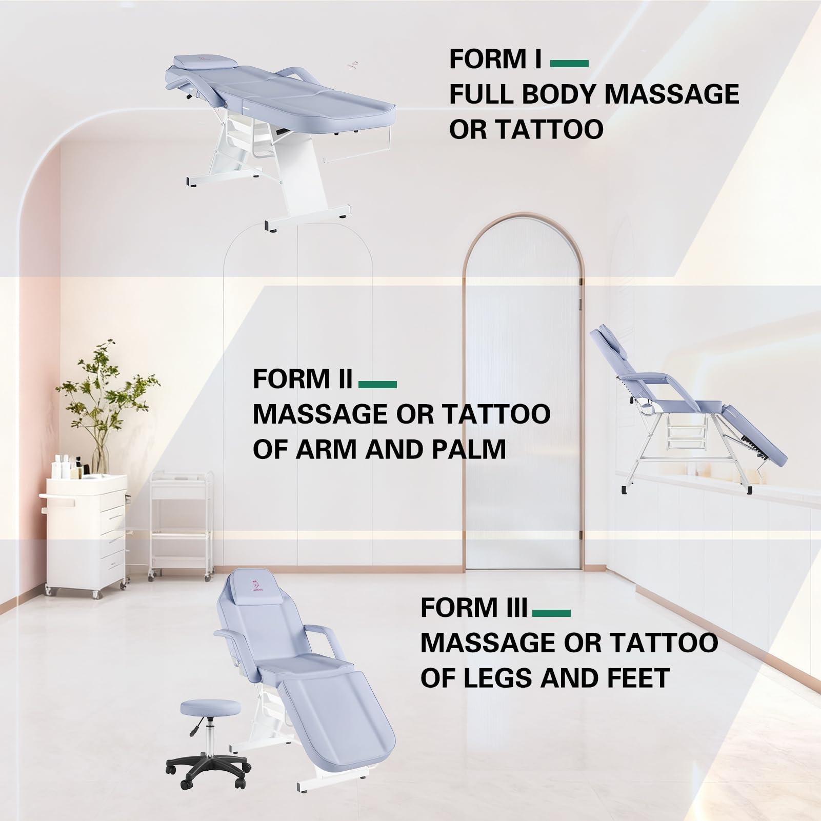 LUXMARS LUXMARS Facial Chair Massage Table 73in 3-Section Multipurpose Massage Bed Professional Tattoo Table Salon Spa Equipment for Facial Spa Beauty Spa Salon Equipment-Purple