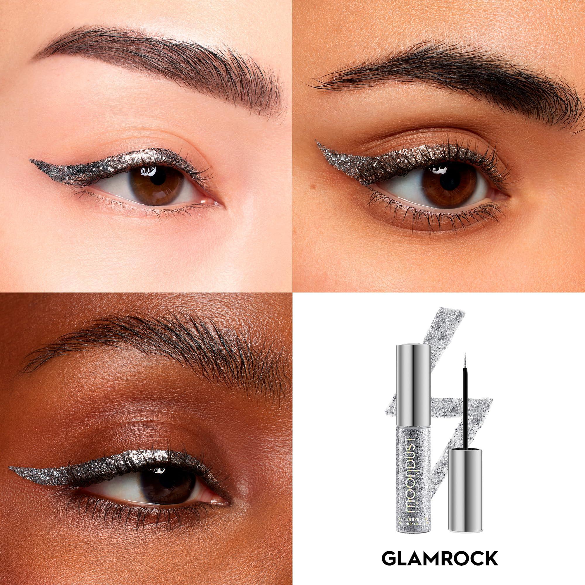 URBAN DECAY URBAN DECAY Moondust Liquid Glitter Eyeliner (Glamrock - Silver Glitter), Sparkly Eye Liner, Glitter Eyeshadow Topper, Universal Shimmering Shades, No Fallout - 0.25 fl oz