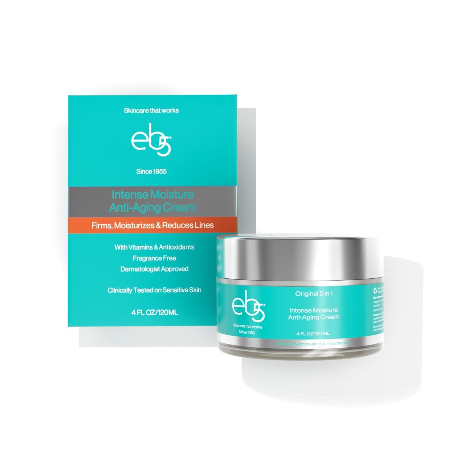 eb5 eb5 Intense Moisture Anti Aging Moisturizer Face and Neck Cream- Tone & Tighten Skin with Retinol, Fade Fine Lines and Wrinkles with Vitamin E, A and B5-4oz