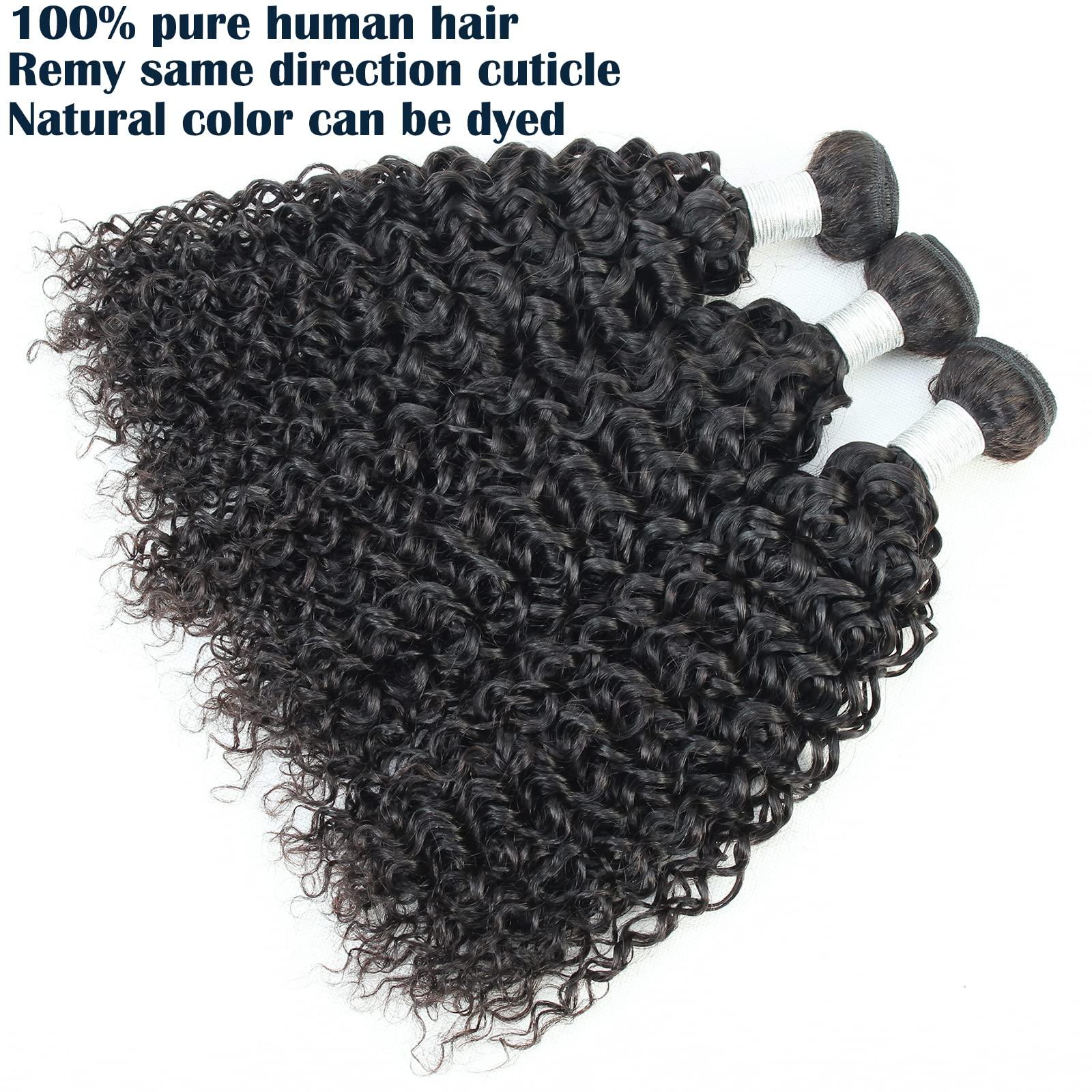 LINYINGYH LINYINGYH 24 Inch Curly Bundle Human Hair Jerry Curl Single Bundles 12A Kinky Curly 1 Bundle Weave 100% Unprocessed Remy Hair Extensions Bundles Natural Color