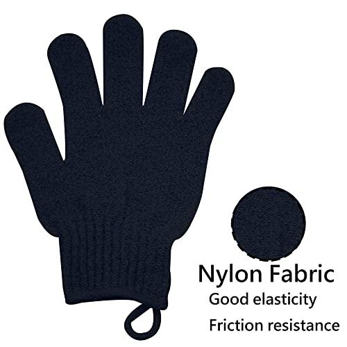 Meiyante Exfoliating Glove with Hanging Loop - Bath Gloves 1 Pair Shower Gloves, Heavy Exfoliating Gloves for Men and Women Shower Gloves Body Wash Makes Skin Soft Healthy Body Exfoliating Gloves 1 Pair Black