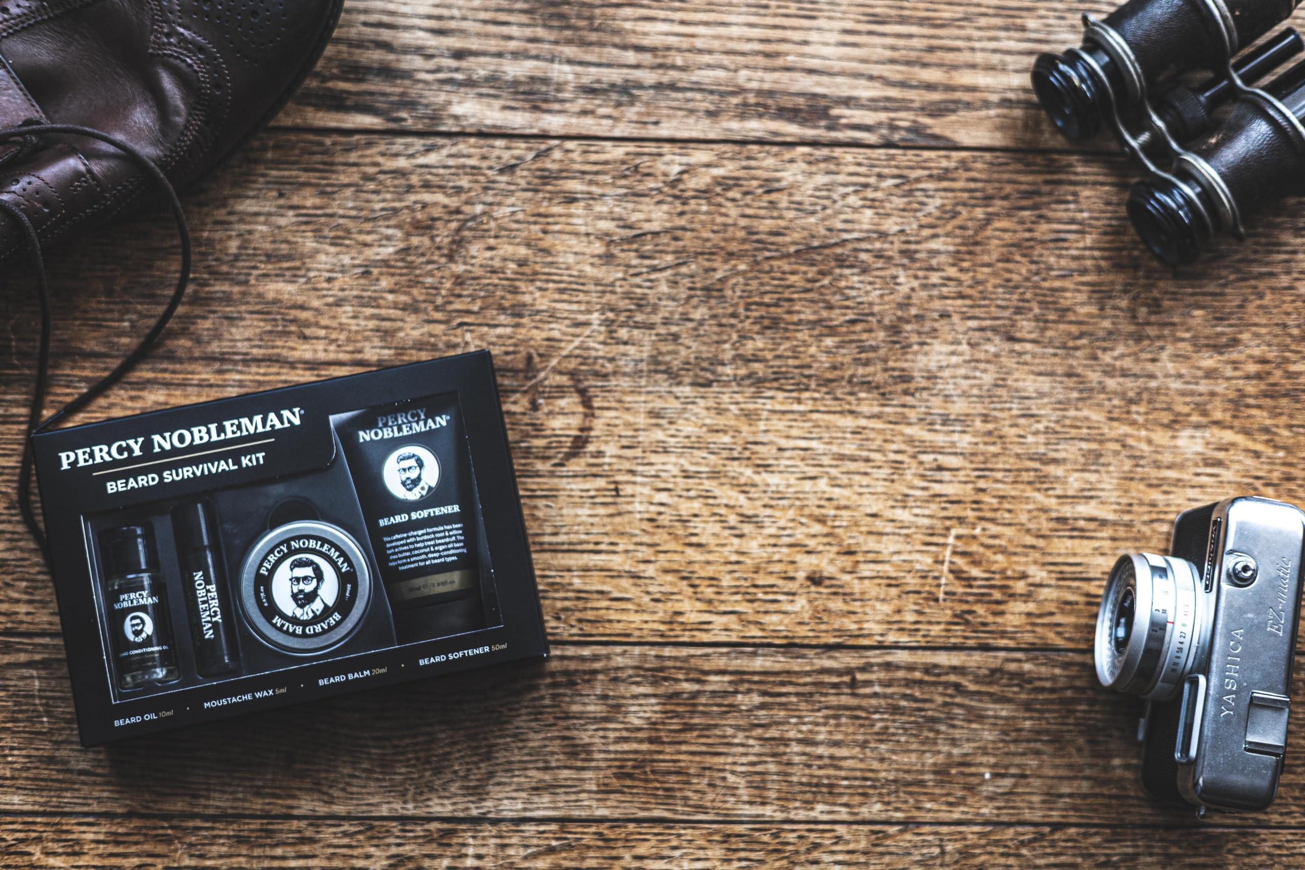 Percy Nobleman Percy Nobleman Beard Survival Kit, a Beard Grooming Kit containing a scented beard oil, beard balm, moustache wax, and a beard softener