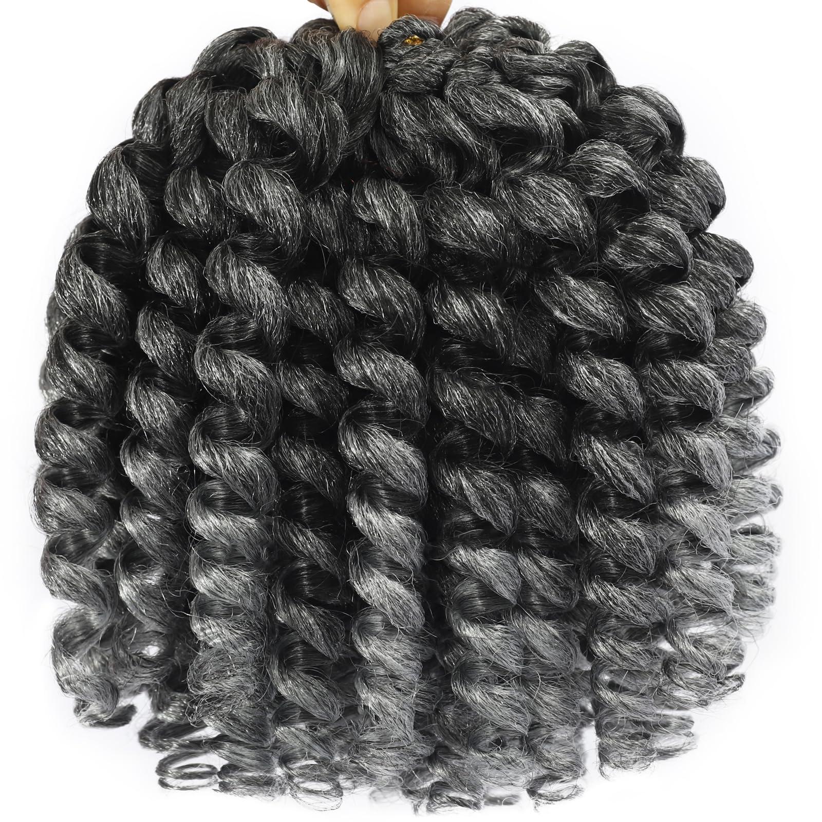 Svolna 3Packs 2X Ringlet Wand Curl 12 Inch Jamaican Bounce Crochet Hair Synthetic Crochet Braids Hair Extensions Crochet Braiding Hair 20 Roots (12Inch (Pack of 3), TGrey)