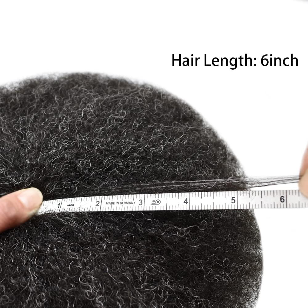 Healthlif Afro Curl Toupee for Black Men Full Lace Hair Toupee African American Coily Hunman Hair Replacement Systems For Black Men Natural Hairline Breathable French Lace Afro Toupee Kinky Curly Black Mens Unit (8\'\'X10\'\', #1 JET BLACK-12MM wave)