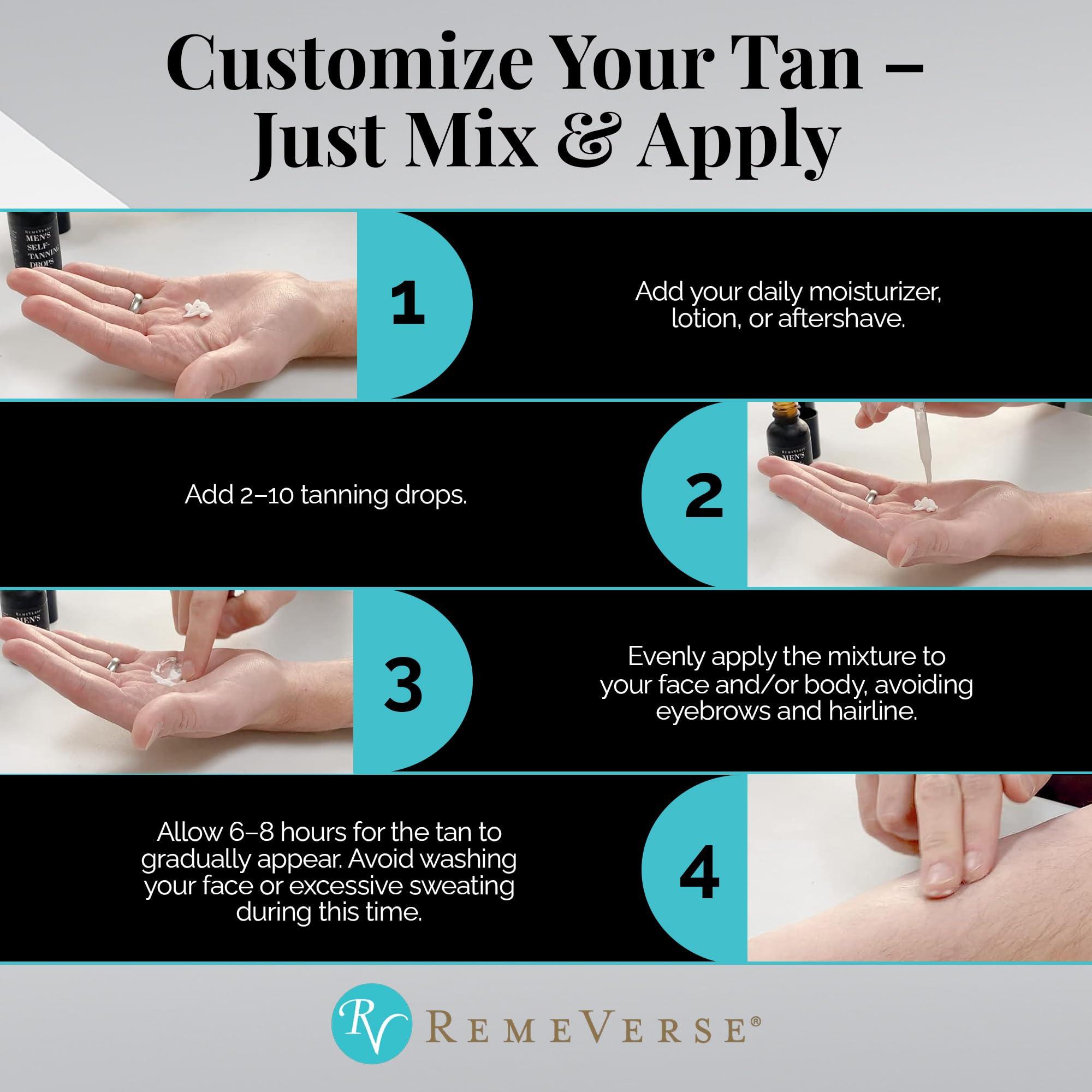 RemeVerse Men’s Self-Tanning Drops by RemeVerse: Sunless Tanner Formulated for Men to Achieve Natural-Looking Color & Even Skin Tone, 1 FL OZ.