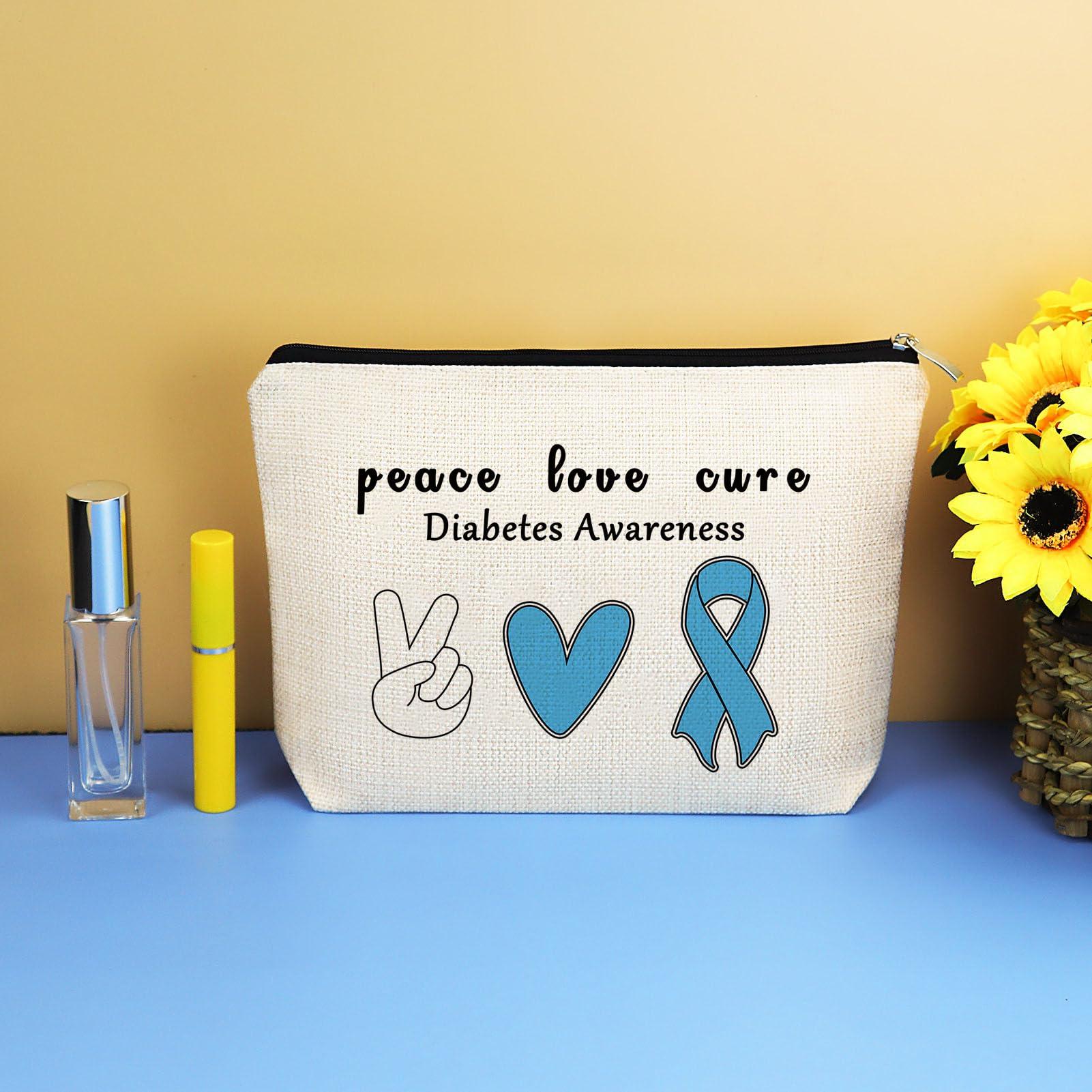 Mikela Diabetes Gift for Women Diabetic Supplies Cosmetic Bag Diabetes Awareness Gifts Diabetes Support Gifts Diabetes Warrior Gift Makeup Bag Diabetes Gift for Grandma Mom Diabetic Emergency Supply Bag