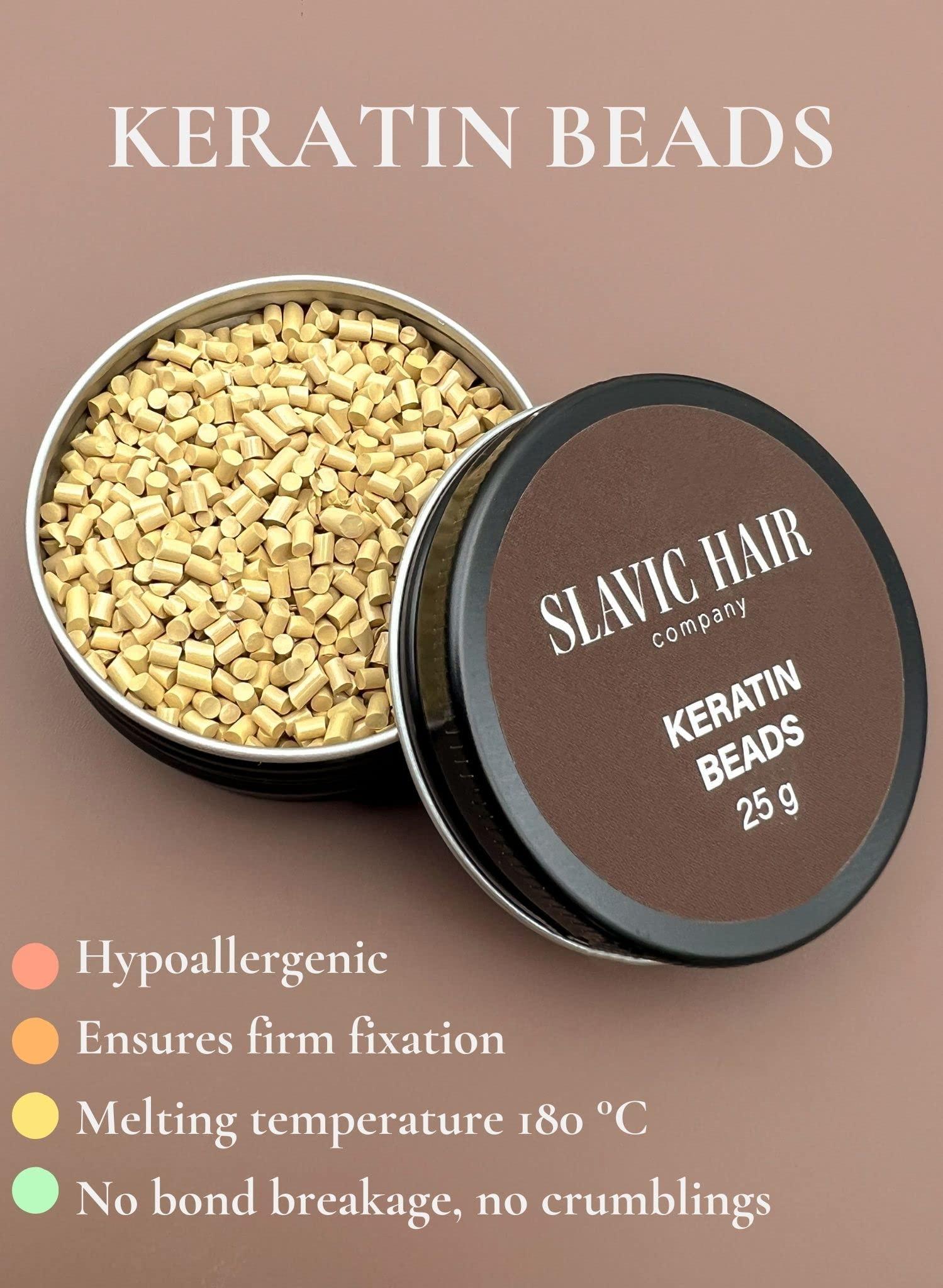 Slavic Hair 0.9 OZ Italian Keratin Glue for Hair Extensions Hot Fusion Flat/Nail/U/I Tip Beads Granules Pellet (Beige)