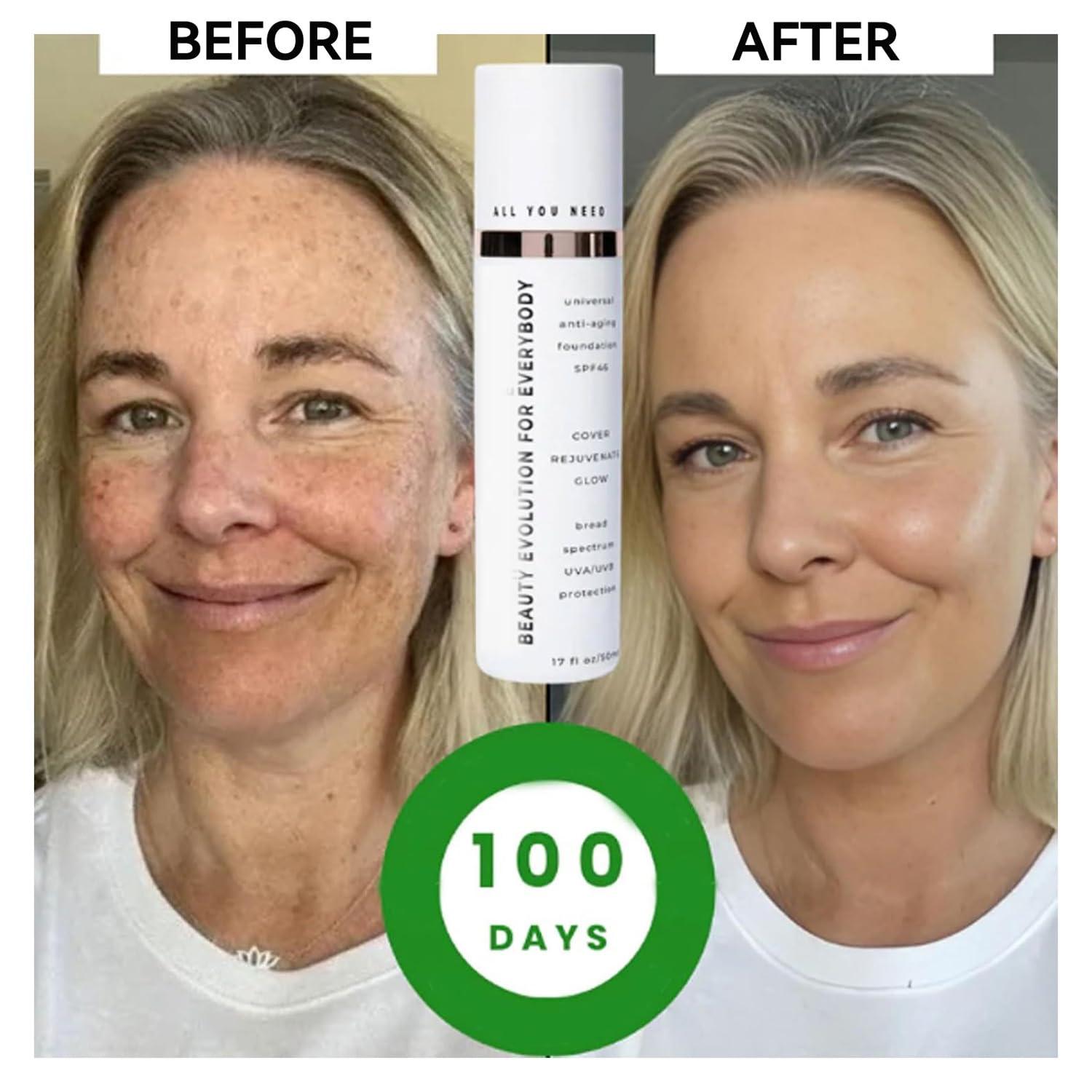 WAKIWI Anti Aging Foundation, Anti Aging Makeup, Universal Tint, Waterproof And Sweat-Proof, Age Defying Serum, Light Sheer Coverage Tinted Face Sunscreen (3Pcs)