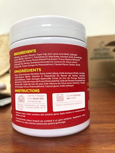 Muun Bikini Area Exfoliator, 2% Kojic Acid Vitamin C & 7% AHA/BHA Even Skin Tone & Ingrown Hair - Underarm Scrub - Radian, Smoothe & Soften Body Scrub