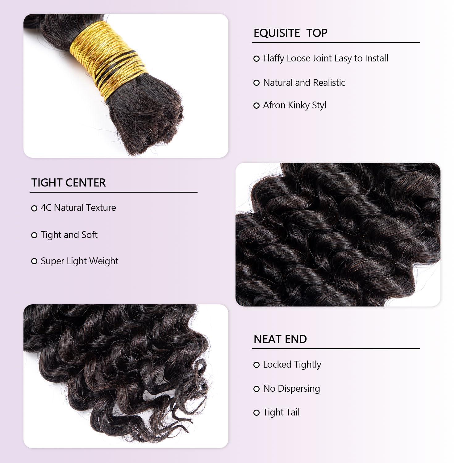 originea Human Braiding Hair 1 Bundle 100g Deep Water Wave Bulk Human Hair for Braiding No Weft 10A Brazilian Virgin Curly Human Hair Extensions for Boho Braids Wet and Wavy (Natural Black, 18Inch 50g)