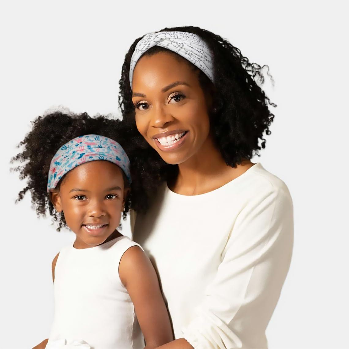 Tobeffect Tobeffect Extra Wide Turban Headbands for Women, 7\'\' Large Wide Headband for Nursing Cute Printed Nurse Head Bands Twisted Knotted Hairbands Non Slip Cloth Headbands for Women Hair Accessories 6 Pack