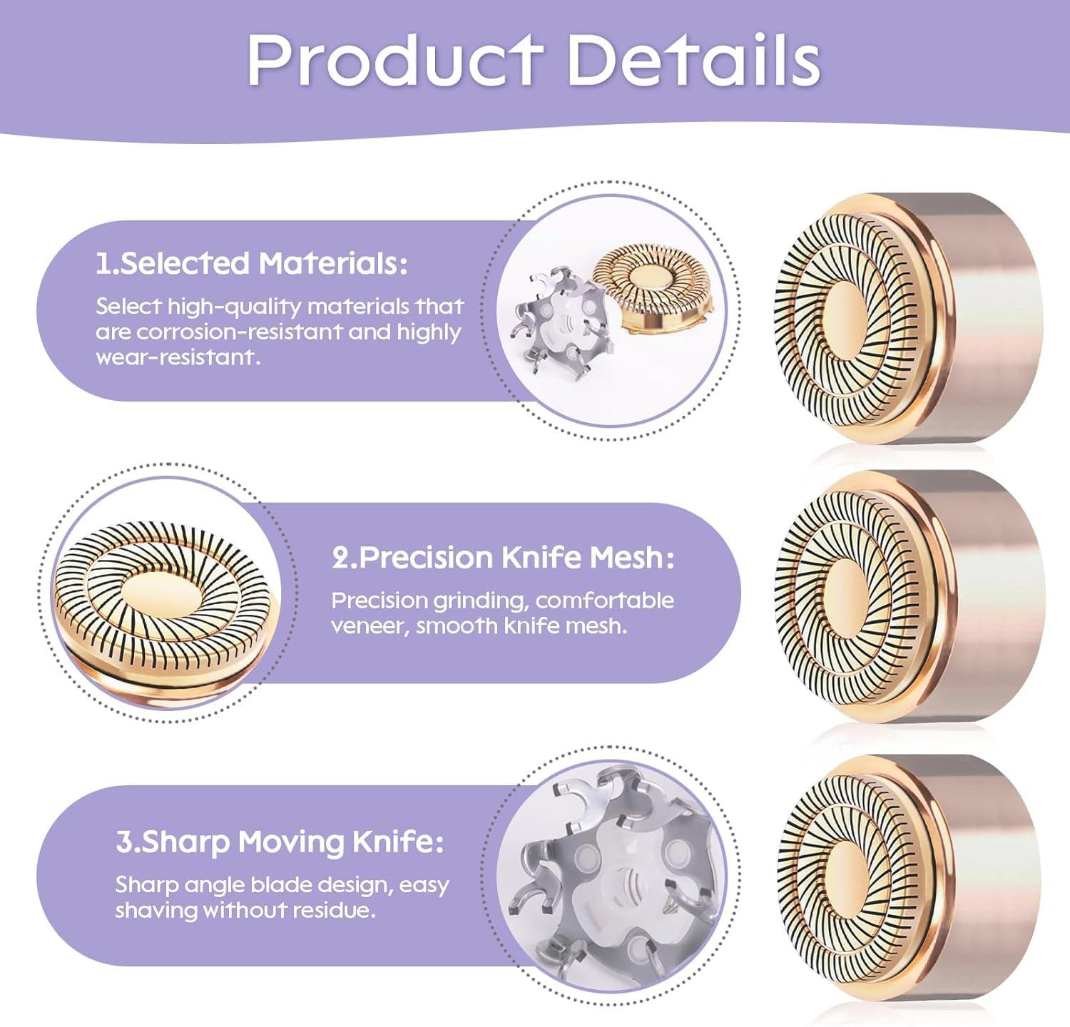 Midnt Replacement Heads for Flawless Replacement Heads,Generation 3 Replacement Heads Compatible with New Finishing Touch Flawless Facial Hair Remover,Dual Blades for Flawless Replacement Heads Gen 3,4Pcs.